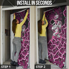 Sydney Sixers Cricket Mascot Door Cover Aboriginal Dot Art Pink And Black Tribal Pattern