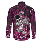 Sydney Sixers Cricket Mascot Family Matching Mermaid Dress and Hawaiian Shirt Aboriginal Dot Art Pink And Black Tribal Pattern