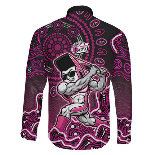 Sydney Sixers Cricket Mascot Family Matching Mermaid Dress and Hawaiian Shirt Aboriginal Dot Art Pink And Black Tribal Pattern