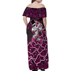 Sydney Sixers Cricket Mascot Family Matching Off Shoulder Maxi Dress and Hawaiian Shirt Aboriginal Dot Art Pink And Black Tribal Pattern