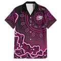 Sydney Sixers Cricket Mascot Family Matching Off Shoulder Short Dress and Hawaiian Shirt Aboriginal Dot Art Pink And Black Tribal Pattern