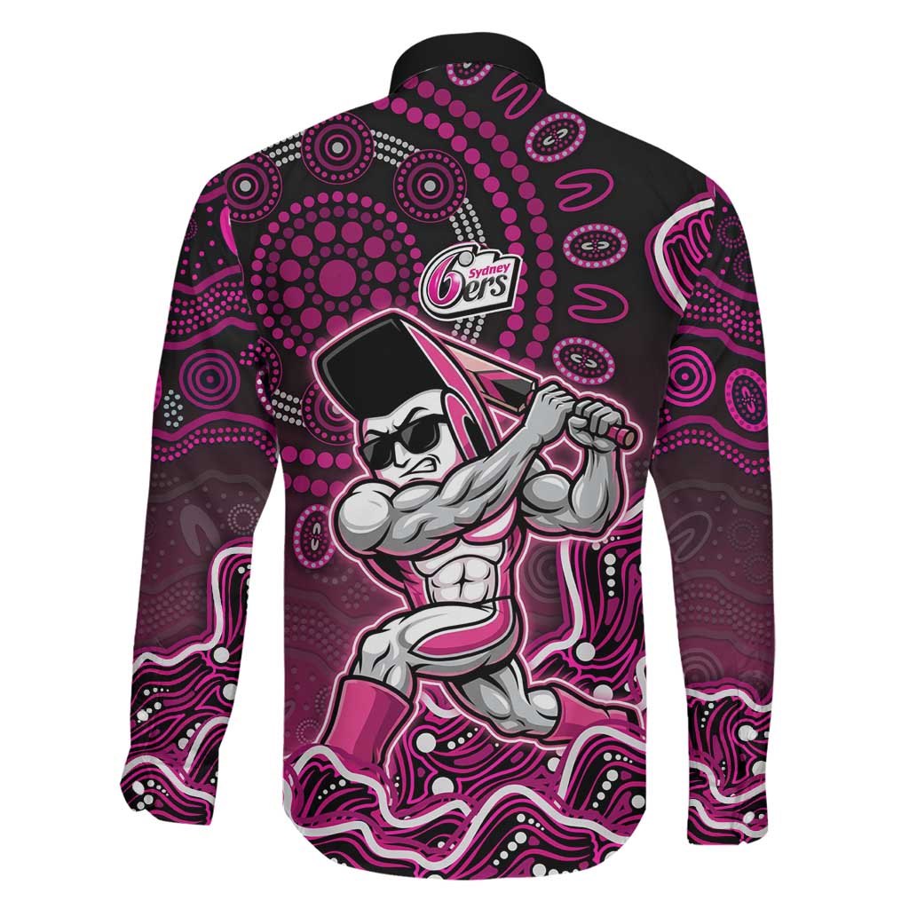 Sydney Sixers Cricket Mascot Family Matching Off Shoulder Short Dress and Hawaiian Shirt Aboriginal Dot Art Pink And Black Tribal Pattern