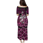 Sydney Sixers Cricket Mascot Family Matching Puletasi and Hawaiian Shirt Aboriginal Dot Art Pink And Black Tribal Pattern