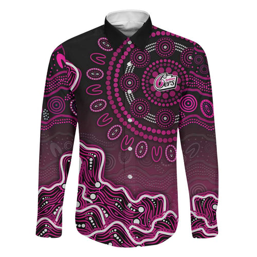Sydney Sixers Cricket Mascot Family Matching Tank Maxi Dress and Hawaiian Shirt Aboriginal Dot Art Pink And Black Tribal Pattern