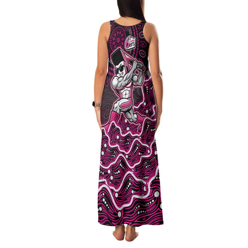 Sydney Sixers Cricket Mascot Family Matching Tank Maxi Dress and Hawaiian Shirt Aboriginal Dot Art Pink And Black Tribal Pattern
