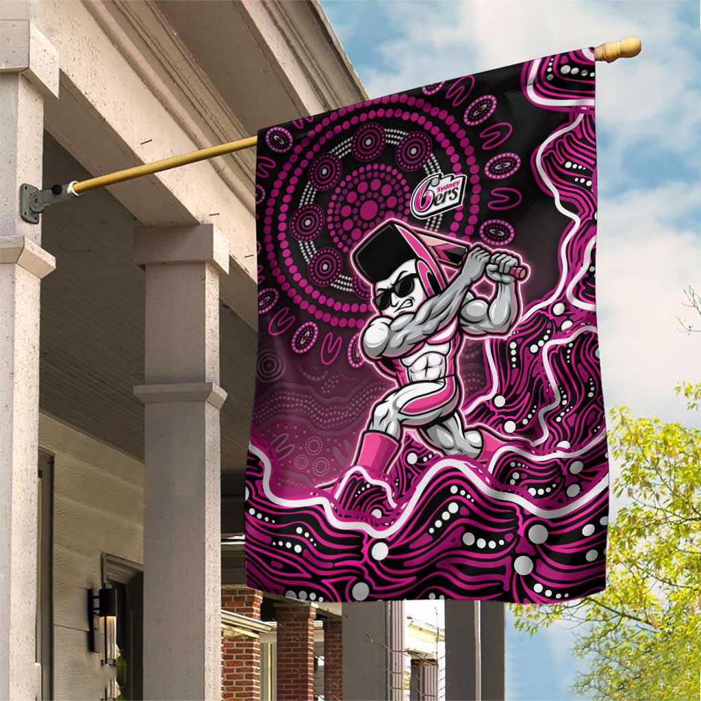 Sydney Sixers Cricket Mascot Garden Flag Aboriginal Dot Art Pink And Black Tribal Pattern