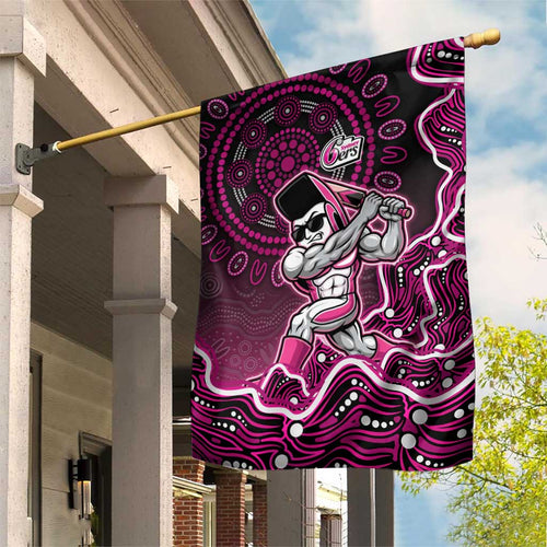 Sydney Sixers Cricket Mascot Garden Flag Aboriginal Dot Art Pink And Black Tribal Pattern