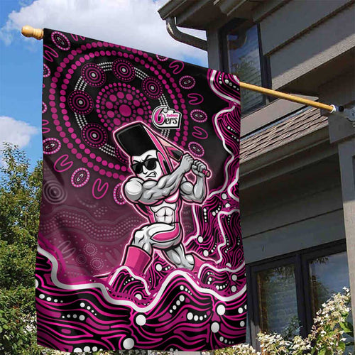 Sydney Sixers Cricket Mascot Garden Flag Aboriginal Dot Art Pink And Black Tribal Pattern