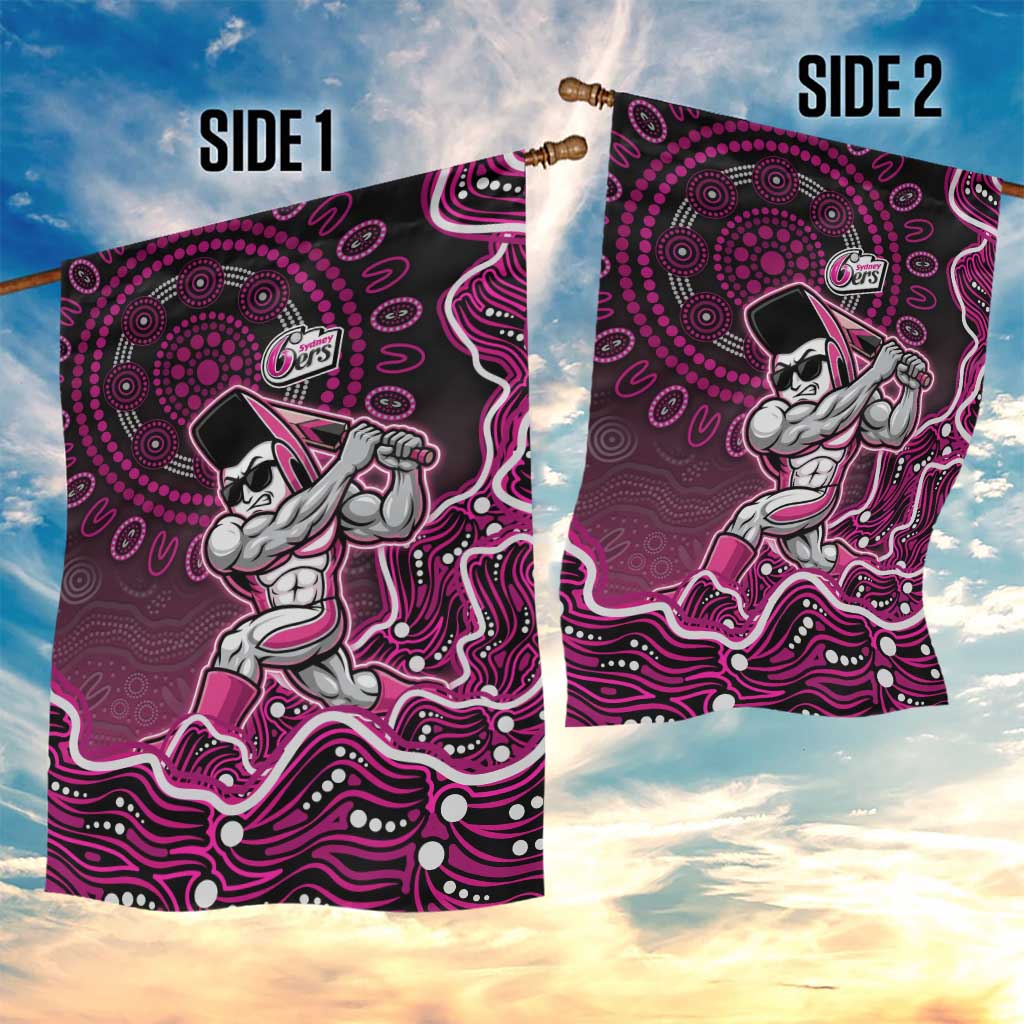 Sydney Sixers Cricket Mascot Garden Flag Aboriginal Dot Art Pink And Black Tribal Pattern