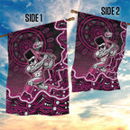 Sydney Sixers Cricket Mascot Garden Flag Aboriginal Dot Art Pink And Black Tribal Pattern