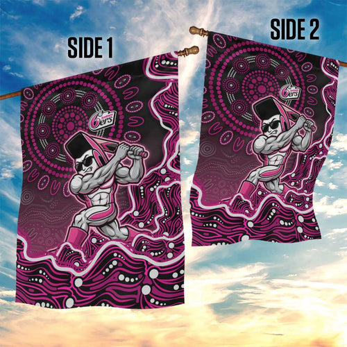 Sydney Sixers Cricket Mascot Garden Flag Aboriginal Dot Art Pink And Black Tribal Pattern