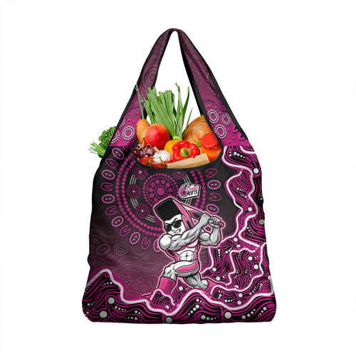 Sydney Sixers Cricket Mascot Grocery Bag Aboriginal Dot Art Pink And Black Tribal Pattern