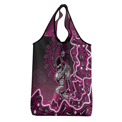 Sydney Sixers Cricket Mascot Grocery Bag Aboriginal Dot Art Pink And Black Tribal Pattern