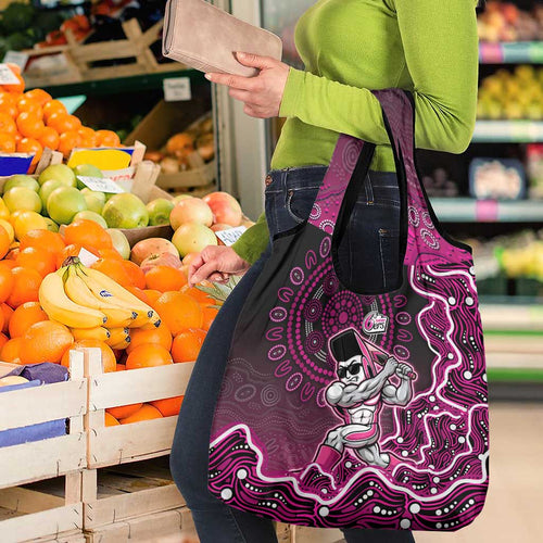 Sydney Sixers Cricket Mascot Grocery Bag Aboriginal Dot Art Pink And Black Tribal Pattern