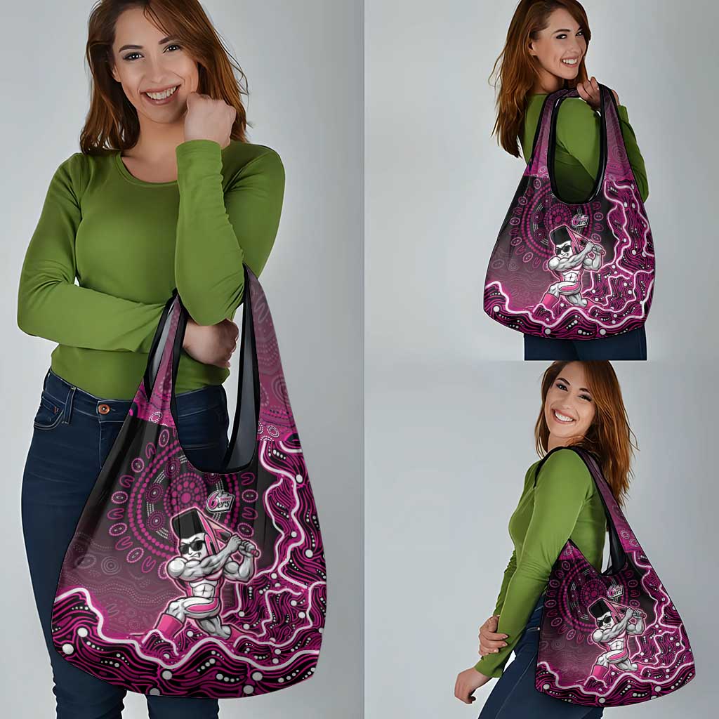 Sydney Sixers Cricket Mascot Grocery Bag Aboriginal Dot Art Pink And Black Tribal Pattern