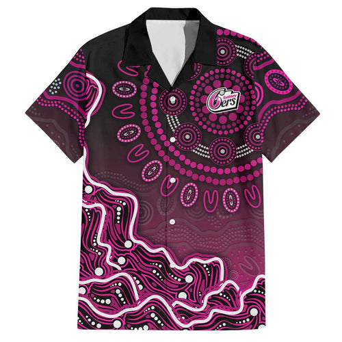 Sydney Sixers Cricket Mascot Hawaiian Shirt Aboriginal Dot Art Pink And Black Tribal Pattern
