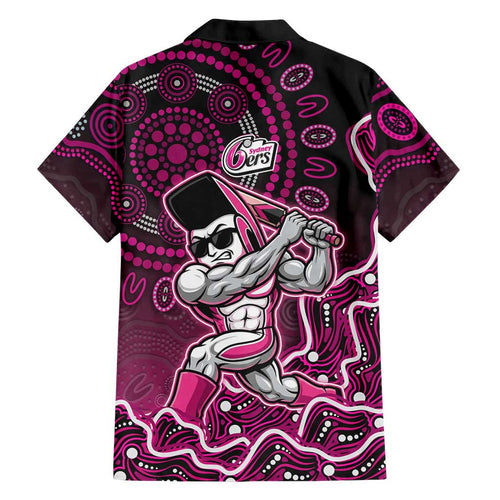 Sydney Sixers Cricket Mascot Hawaiian Shirt Aboriginal Dot Art Pink And Black Tribal Pattern