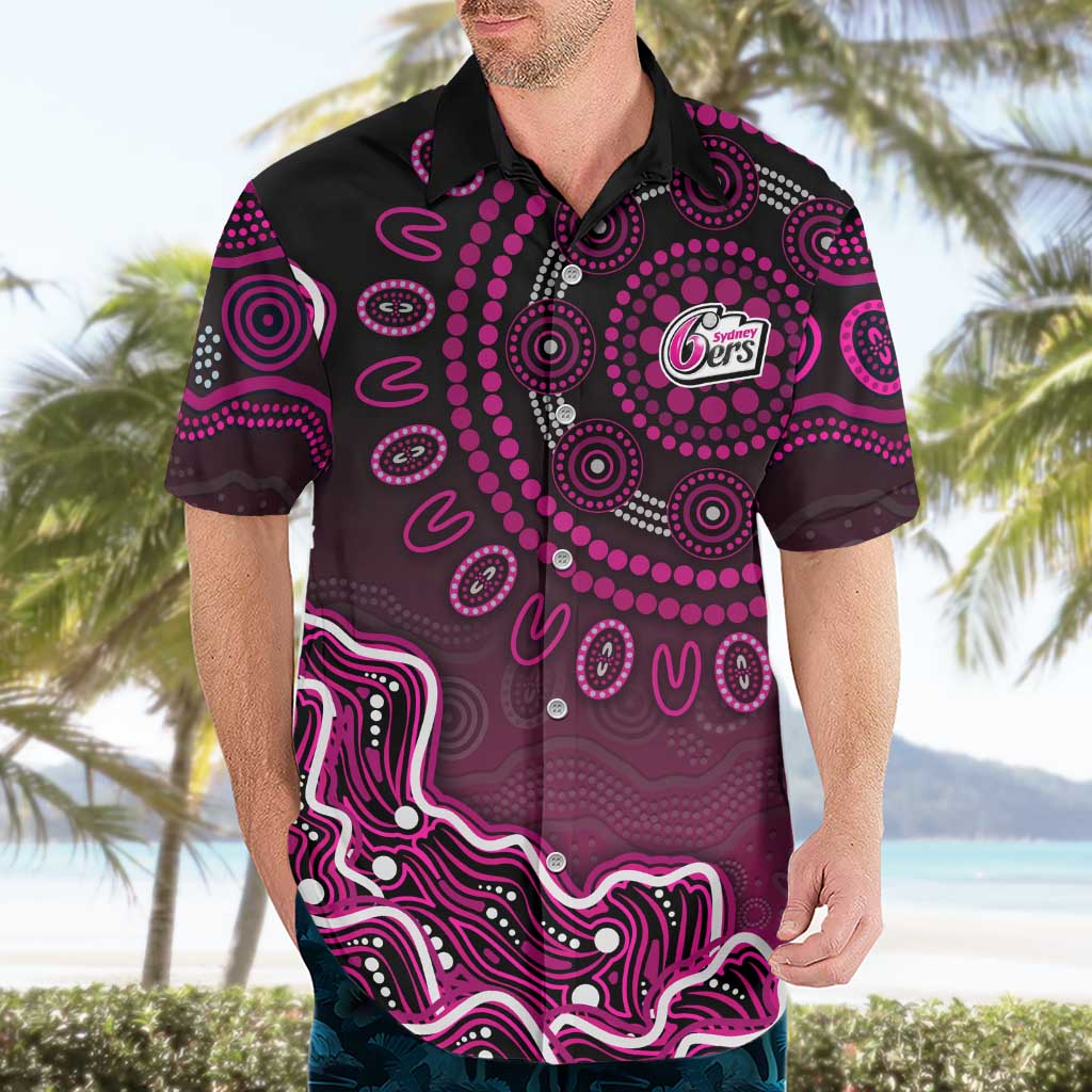 Sydney Sixers Cricket Mascot Hawaiian Shirt Aboriginal Dot Art Pink And Black Tribal Pattern