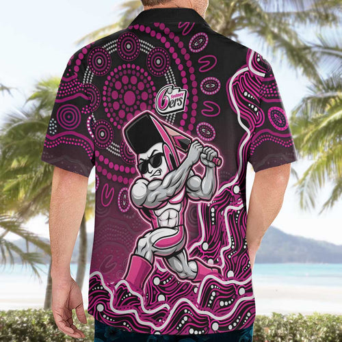 Sydney Sixers Cricket Mascot Hawaiian Shirt Aboriginal Dot Art Pink And Black Tribal Pattern
