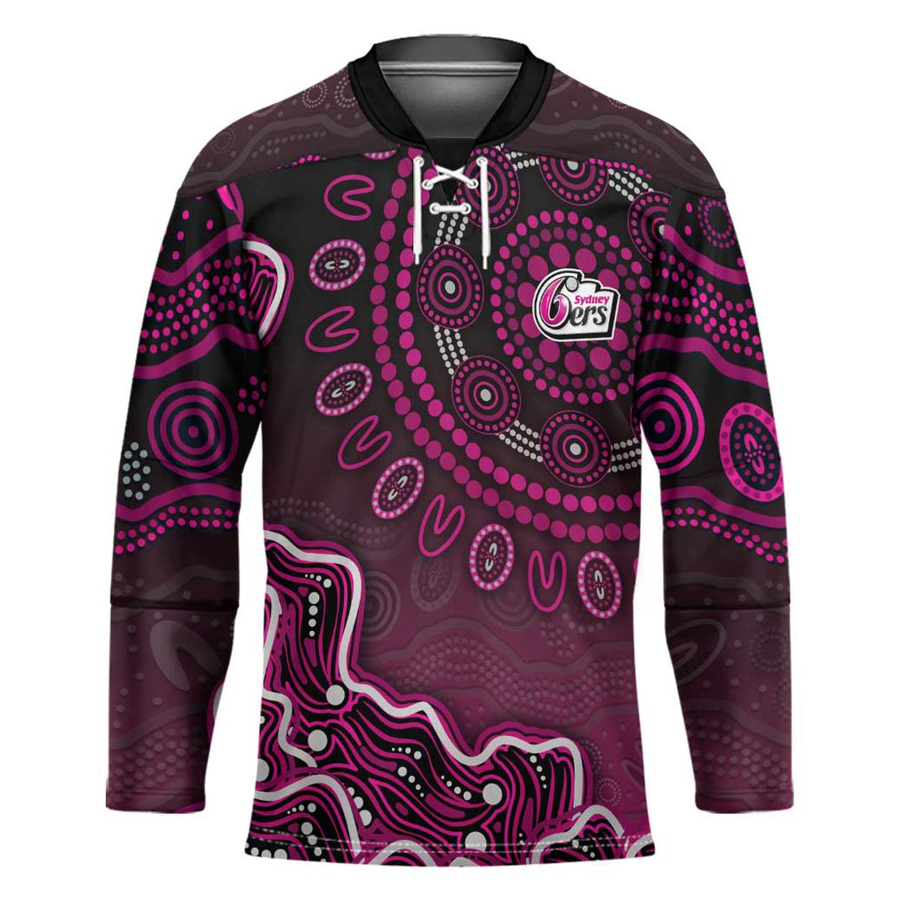 Sydney Sixers Cricket Mascot Hockey Jersey Aboriginal Dot Art Pink And Black Tribal Pattern