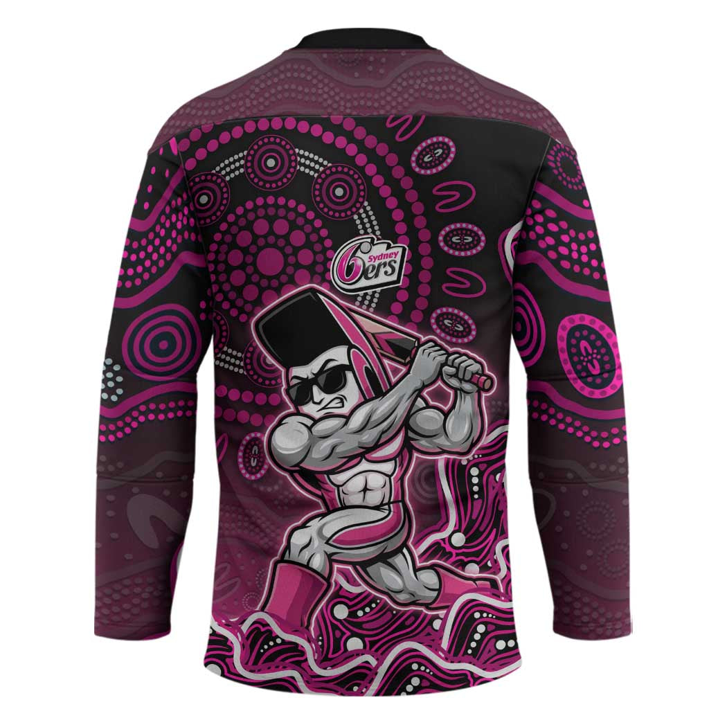 Sydney Sixers Cricket Mascot Hockey Jersey Aboriginal Dot Art Pink And Black Tribal Pattern