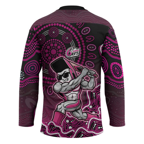 Sydney Sixers Cricket Mascot Hockey Jersey Aboriginal Dot Art Pink And Black Tribal Pattern