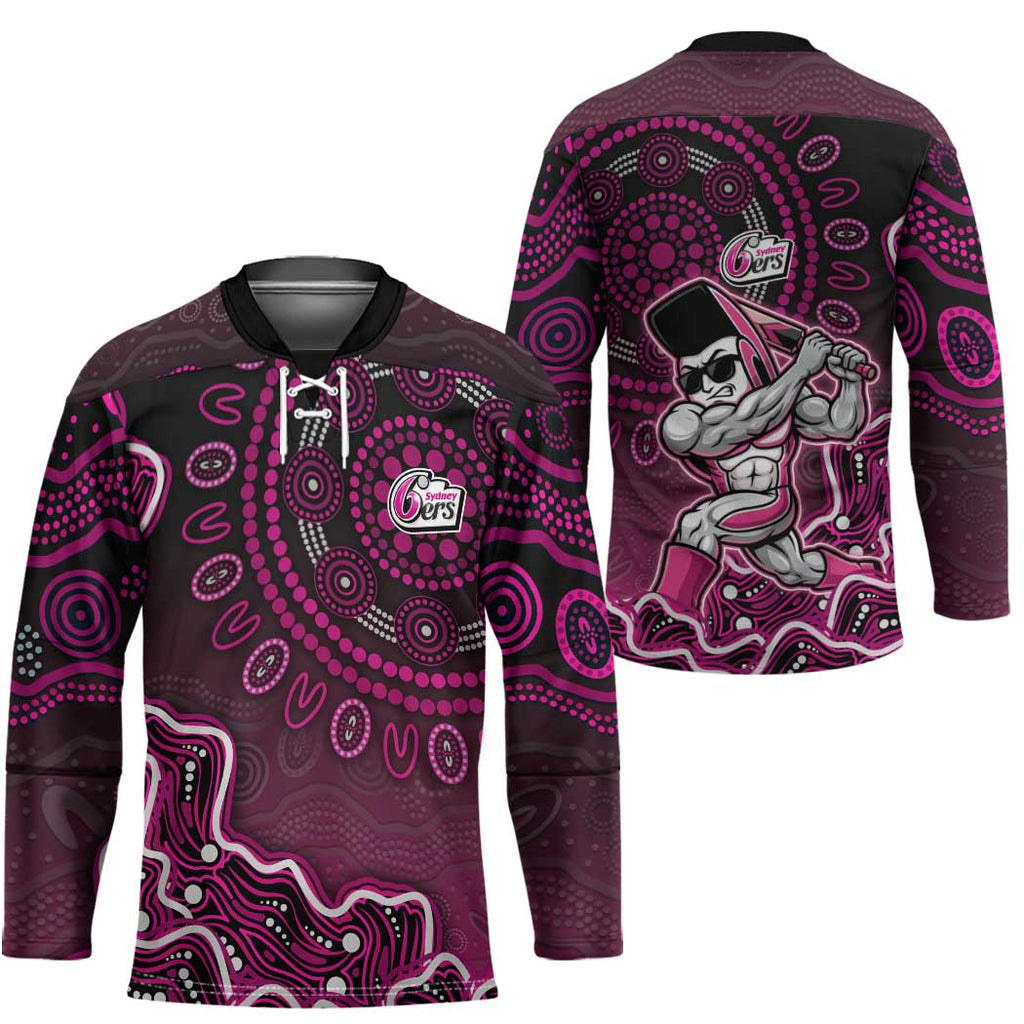 Sydney Sixers Cricket Mascot Hockey Jersey Aboriginal Dot Art Pink And Black Tribal Pattern