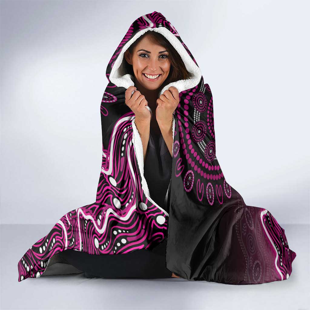Sydney Sixers Cricket Mascot Hooded Blanket Aboriginal Dot Art Pink And Black Tribal Pattern