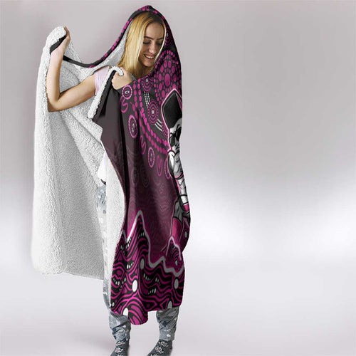 Sydney Sixers Cricket Mascot Hooded Blanket Aboriginal Dot Art Pink And Black Tribal Pattern