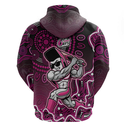 Sydney Sixers Cricket Mascot Hoodie Aboriginal Dot Art Pink And Black Tribal Pattern