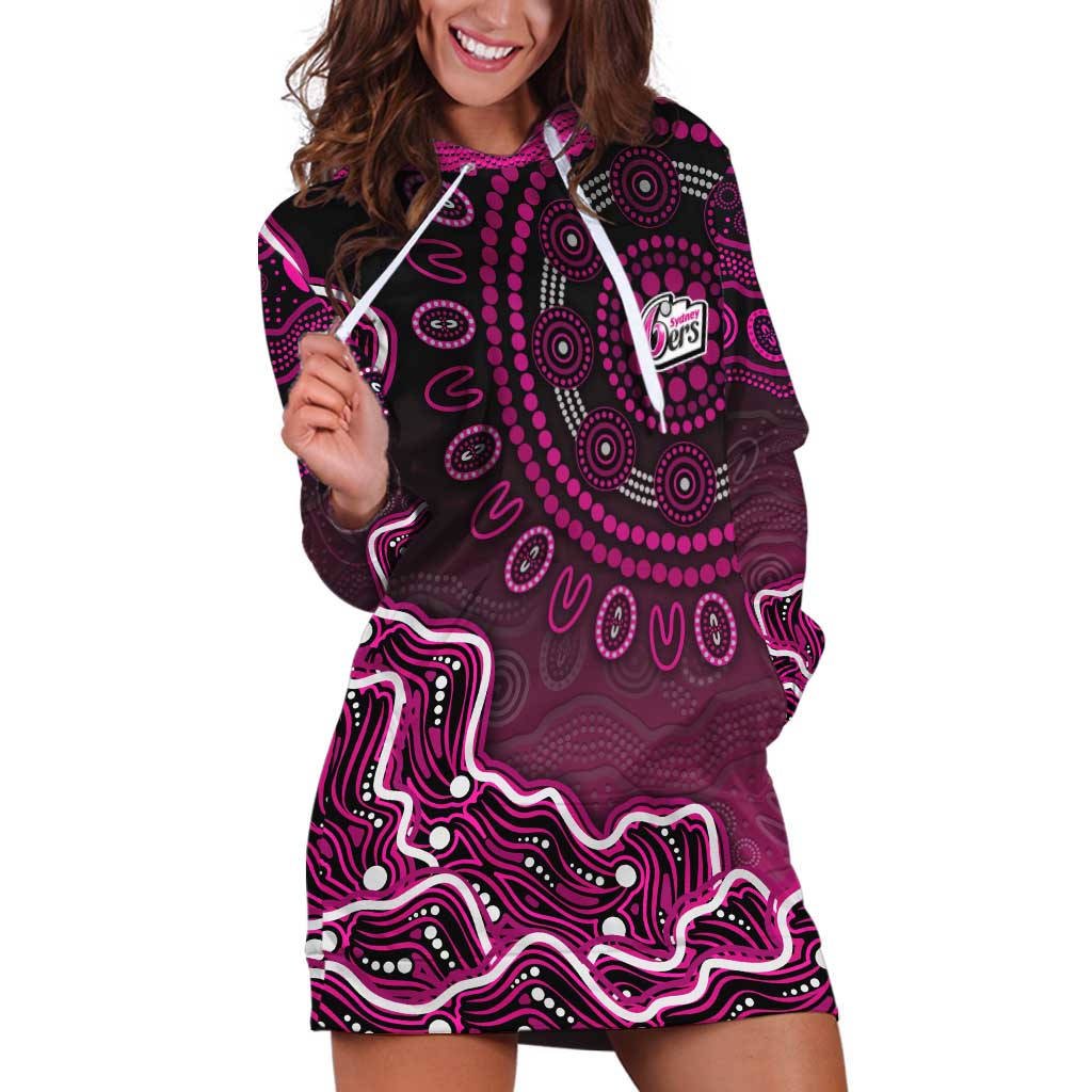 Sydney Sixers Cricket Mascot Hoodie Dress Aboriginal Dot Art Pink And Black Tribal Pattern