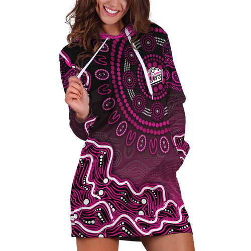 Sydney Sixers Cricket Mascot Hoodie Dress Aboriginal Dot Art Pink And Black Tribal Pattern