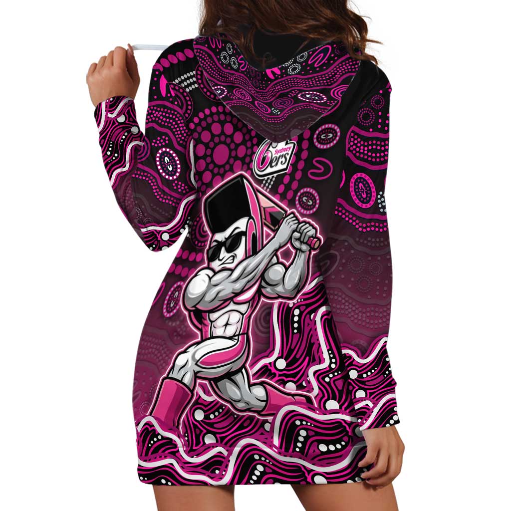Sydney Sixers Cricket Mascot Hoodie Dress Aboriginal Dot Art Pink And Black Tribal Pattern