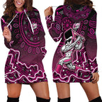 Sydney Sixers Cricket Mascot Hoodie Dress Aboriginal Dot Art Pink And Black Tribal Pattern