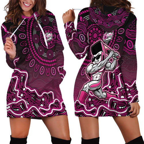 Sydney Sixers Cricket Mascot Hoodie Dress Aboriginal Dot Art Pink And Black Tribal Pattern