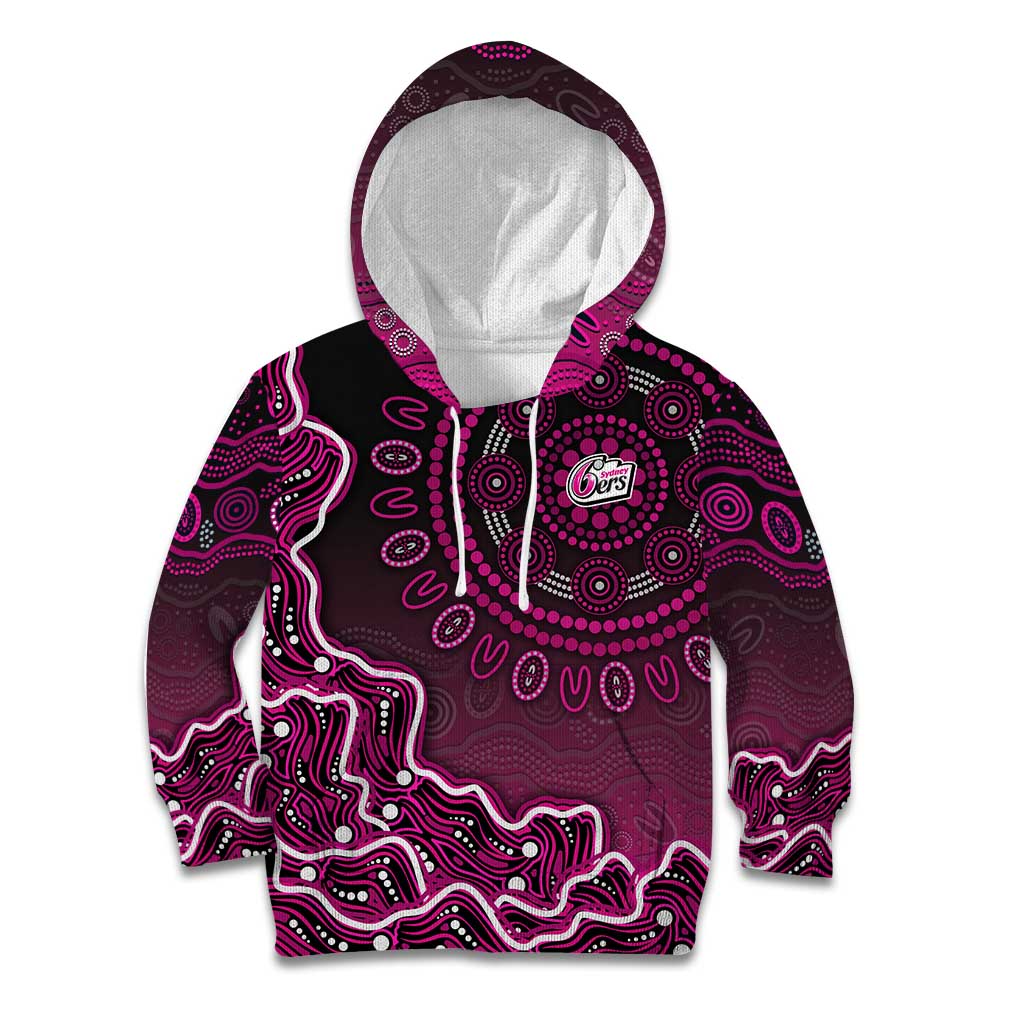 Sydney Sixers Cricket Mascot Kid Hoodie Aboriginal Dot Art Pink And Black Tribal Pattern
