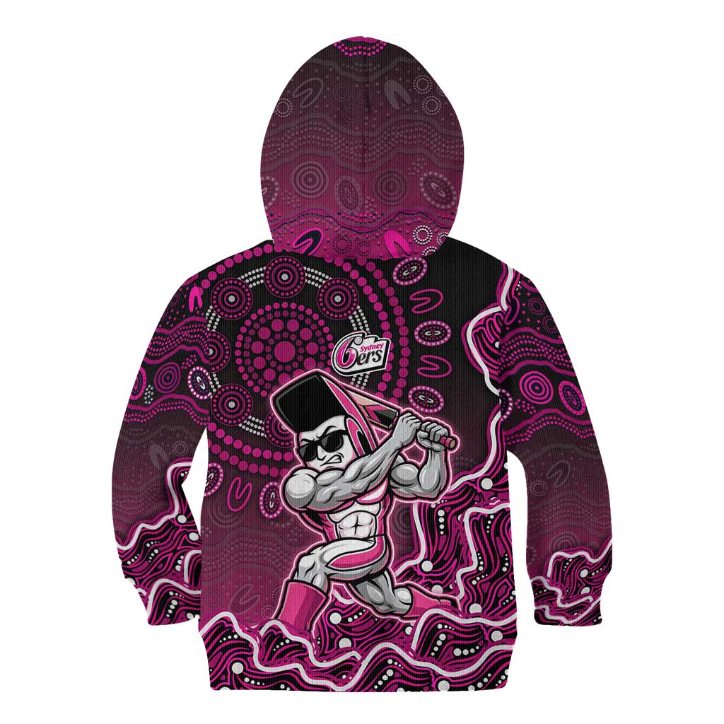 Sydney Sixers Cricket Mascot Kid Hoodie Aboriginal Dot Art Pink And Black Tribal Pattern