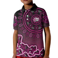 Sydney Sixers Cricket Mascot Kid Polo Shirt Aboriginal Dot Art Pink And Black Tribal Pattern