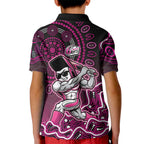 Sydney Sixers Cricket Mascot Kid Polo Shirt Aboriginal Dot Art Pink And Black Tribal Pattern