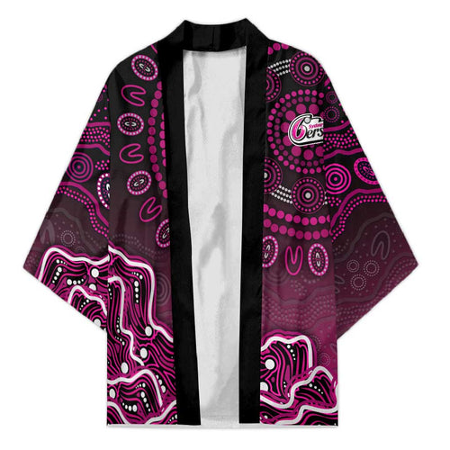 Sydney Sixers Cricket Mascot Kimono Aboriginal Dot Art Pink And Black Tribal Pattern