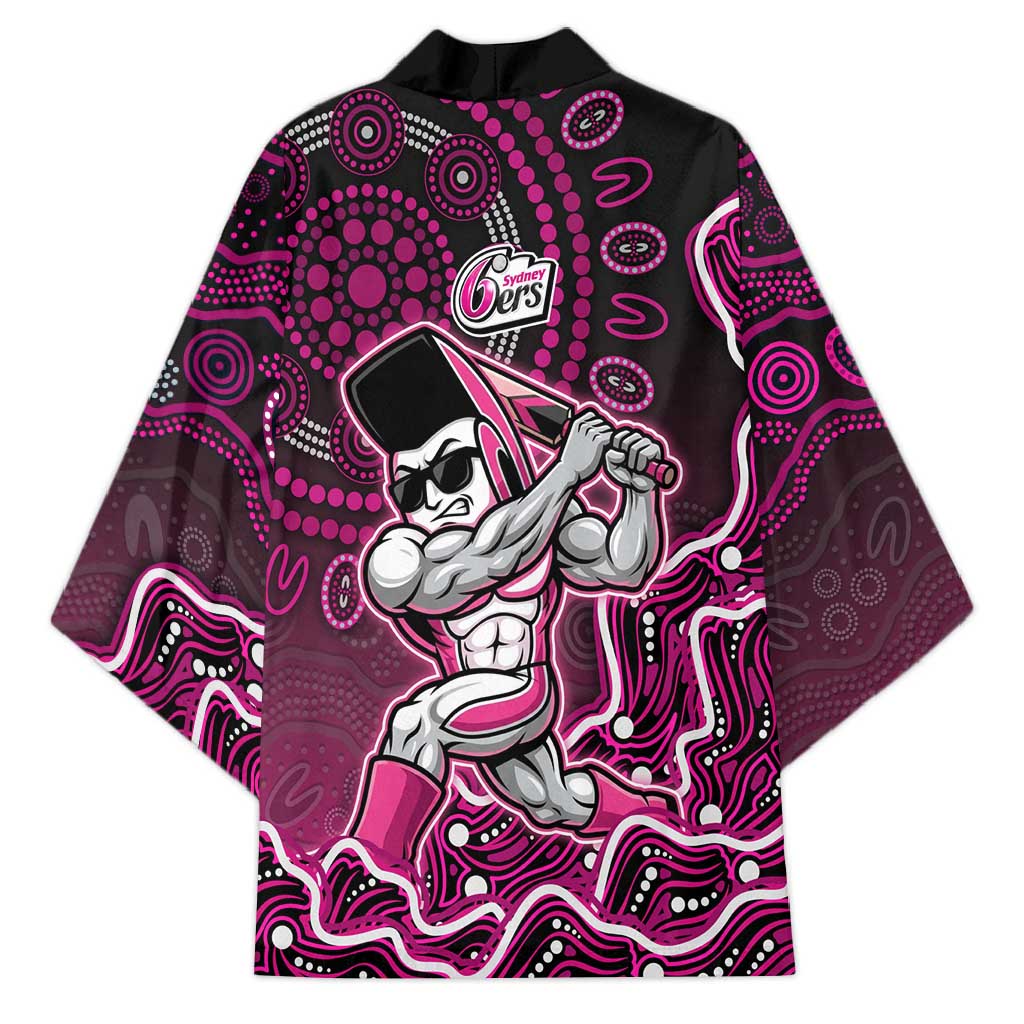 Sydney Sixers Cricket Mascot Kimono Aboriginal Dot Art Pink And Black Tribal Pattern