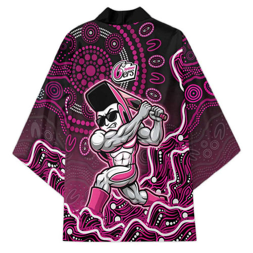 Sydney Sixers Cricket Mascot Kimono Aboriginal Dot Art Pink And Black Tribal Pattern
