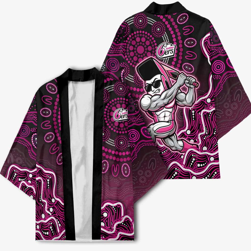 Sydney Sixers Cricket Mascot Kimono Aboriginal Dot Art Pink And Black Tribal Pattern