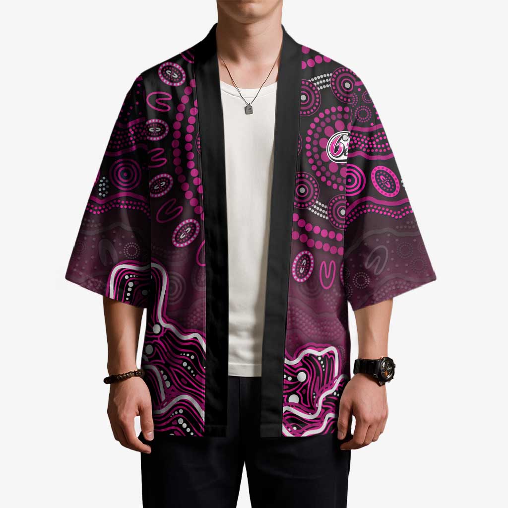 Sydney Sixers Cricket Mascot Kimono Aboriginal Dot Art Pink And Black Tribal Pattern