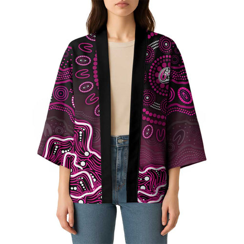 Sydney Sixers Cricket Mascot Kimono Aboriginal Dot Art Pink And Black Tribal Pattern