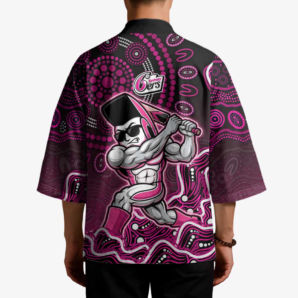 Sydney Sixers Cricket Mascot Kimono Aboriginal Dot Art Pink And Black Tribal Pattern