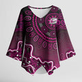 Sydney Sixers Cricket Mascot Kimono Sleeve Blouse Aboriginal Dot Art Pink And Black Tribal Pattern