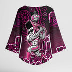 Sydney Sixers Cricket Mascot Kimono Sleeve Blouse Aboriginal Dot Art Pink And Black Tribal Pattern