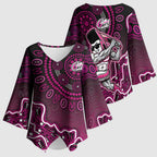 Sydney Sixers Cricket Mascot Kimono Sleeve Blouse Aboriginal Dot Art Pink And Black Tribal Pattern
