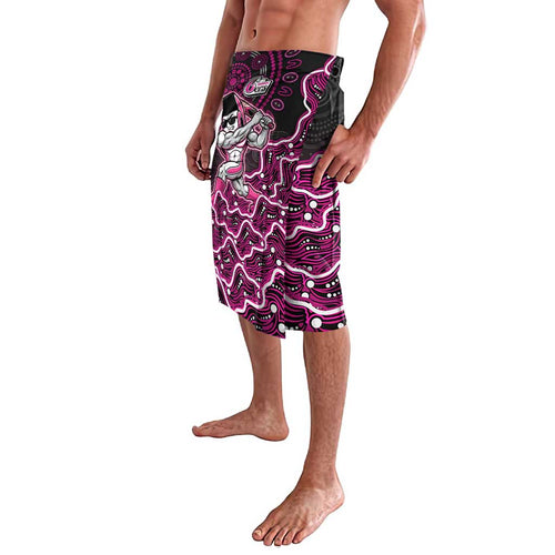 Sydney Sixers Cricket Mascot Lavalava Aboriginal Dot Art Pink And Black Tribal Pattern